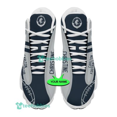 AFL Carlton Blues Custom Name Gray Air Jordan 13 Shoes