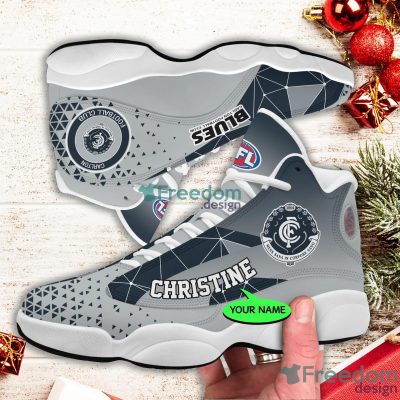 AFL Carlton Blues Custom Name Gray Triangle Air Jordan 13 Shoes