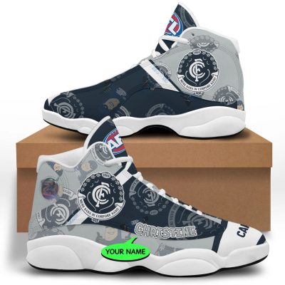 AFL Carlton Blues Custom Name Multi Logo Air Jordan 13 Shoes