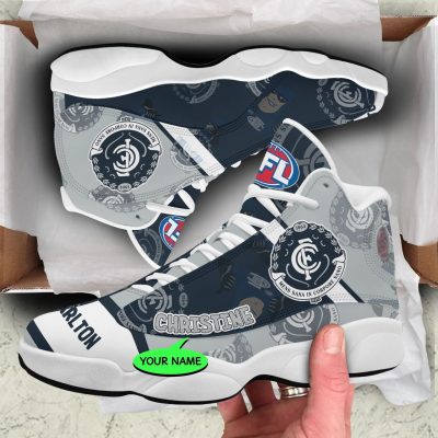 AFL Carlton Blues Custom Name Multi Logo Air Jordan 13 Shoes