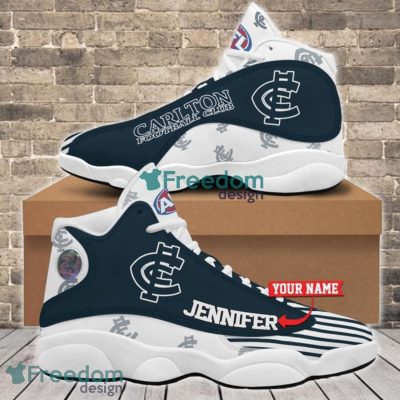 AFL Carlton Blues Custom Name Striped Air Jordan 13 Shoes