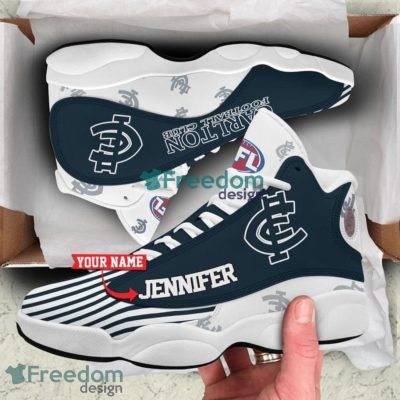 AFL Carlton Blues Custom Name Striped Air Jordan 13 Shoes