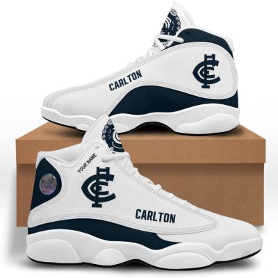 AFL Carlton Blues Custom Name White Air Jordan 13 Shoes