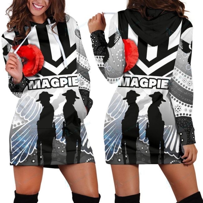 AFL Collingwood Magpies ANZAC Day Women Hoodie Dress
