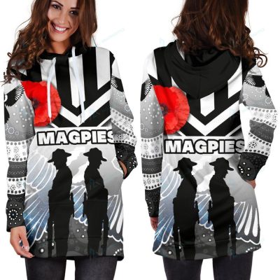 AFL Collingwood Magpies ANZAC Day Women Hoodie Dress