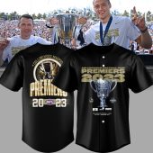 AFL Collingwood Magpies Black Premiers 2023 Baseball Jersey