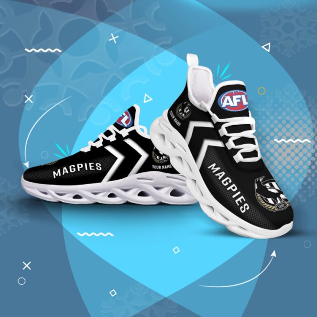 AFL Collingwood Magpies Custom Name Black Max Soul Shoes