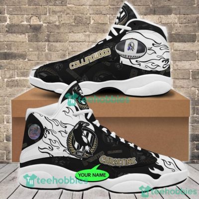 AFL Collingwood Magpies Custom Name Fire Air Jordan 13 Shoes