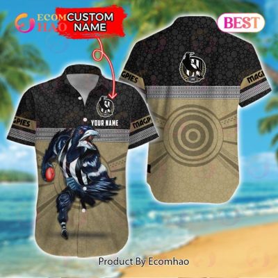 AFL Collingwood Magpies Custom Name Indigenous Mascot Hawaiian Shirt