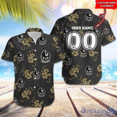 AFL Collingwood Magpies Custom Name Number Tribal Hawaiian Shirt