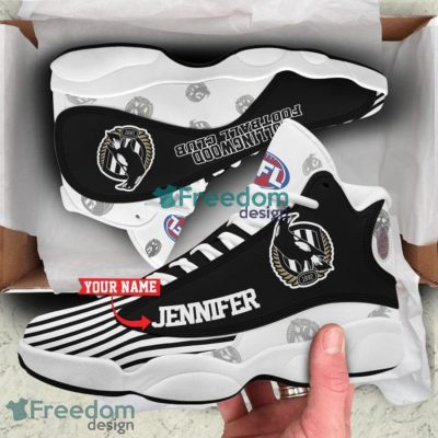 AFL Collingwood Magpies Custom Name Striped Air Jordan 13 Shoes
