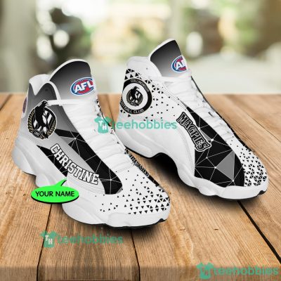 AFL Collingwood Magpies Custom Name Triangle Air Jordan 13 Shoes