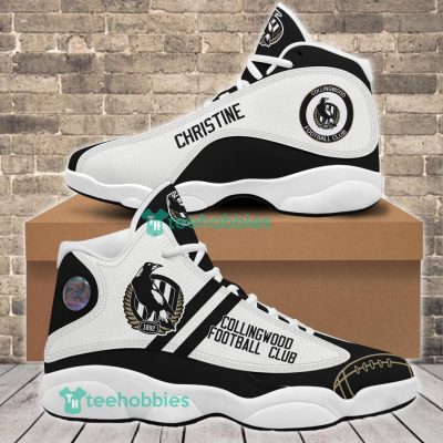 AFL Collingwood Magpies Custom Name White Black Air Jordan 13 Shoes