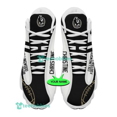 AFL Collingwood Magpies Custom Name White Black Air Jordan 13 Shoes