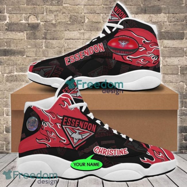 AFL Essendon Bombers Custom Name Fire Air Jordan 13 Shoes
