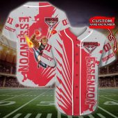 AFL Essendon Bombers Custom Name Number Grey Red Mascot Baseball Jersey