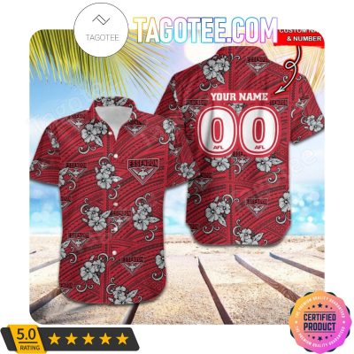 AFL Essendon Bombers Custom Name Number Tribal Hawaiian Shirt