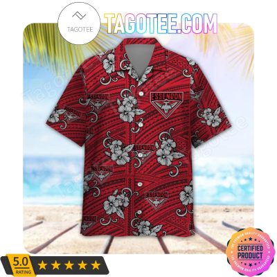 AFL Essendon Bombers Custom Name Number Tribal Hawaiian Shirt
