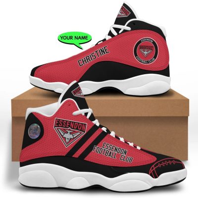 AFL Essendon Bombers Custom Name Red Black Air Jordan 13 Shoes V2