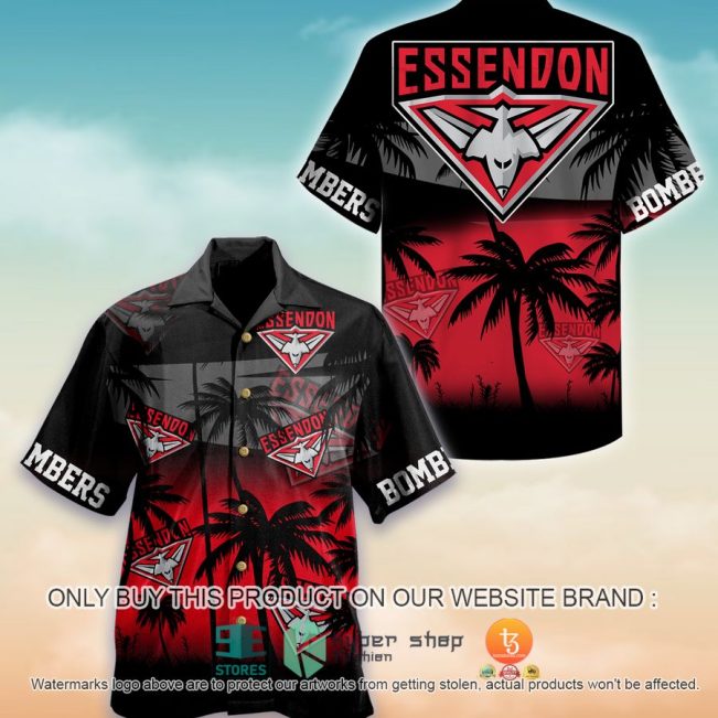 AFL Essendon Bombers Palm Trees Beach Hawaiian Shirt