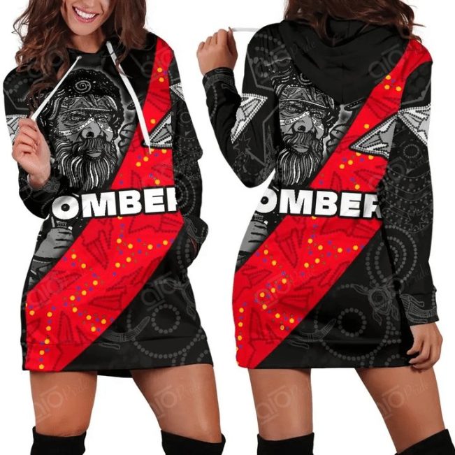 AFL Essendon Bombers Red Black NAIDOC Week Women Hoodie Dress