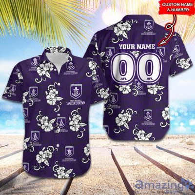 AFL Fremantle Dockers Custom Name Number Tribal Hawaiian Shirt