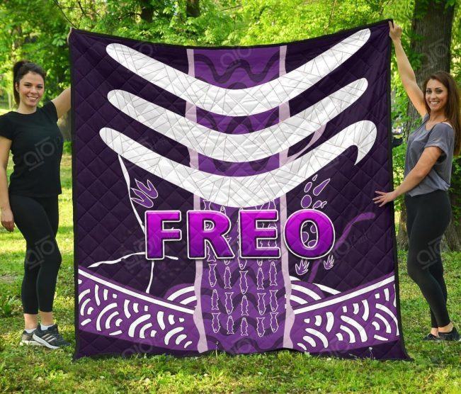 AFL Fremantle Dockers Purple Indigenous Freo Quilt Blanket V2