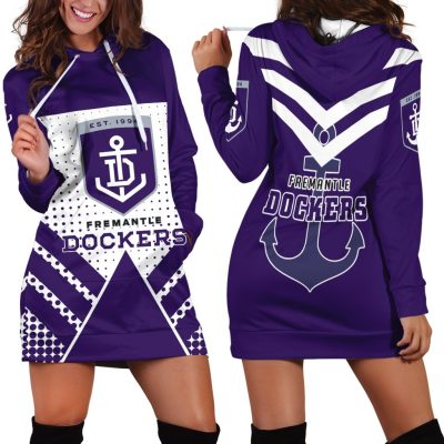 AFL Fremantle Dockers Purple White Women Hoodie Dress