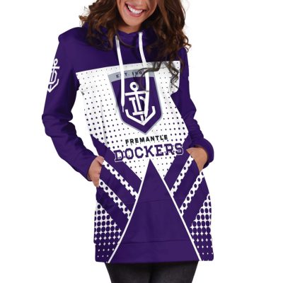 AFL Fremantle Dockers Purple White Women Hoodie Dress