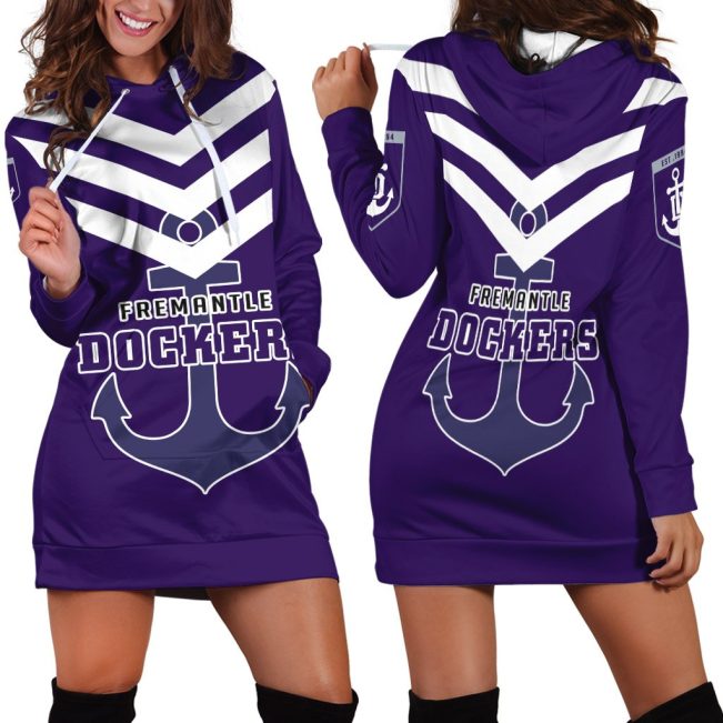 AFL Fremantle Dockers Purple White Women Hoodie Dress V2