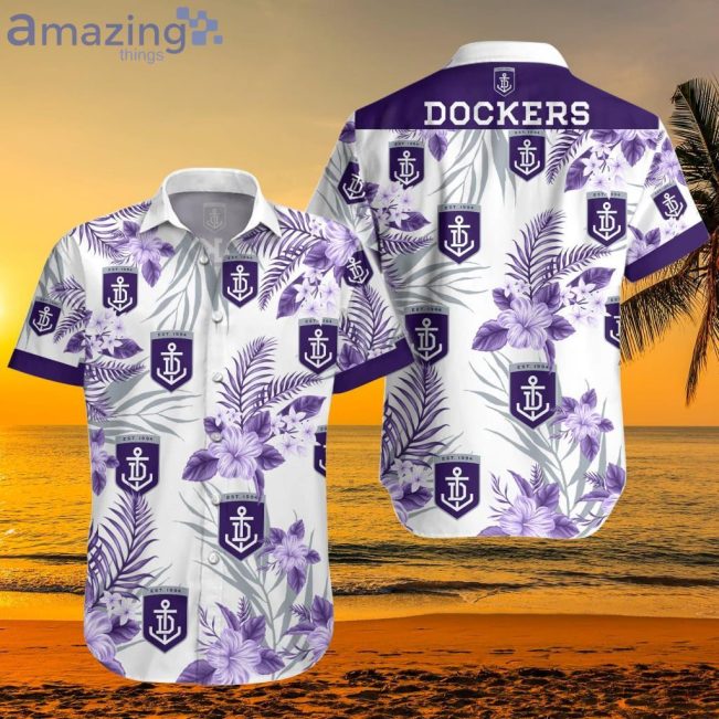 AFL Fremantle Dockers Tropical Flowers Hawaiian Shirt