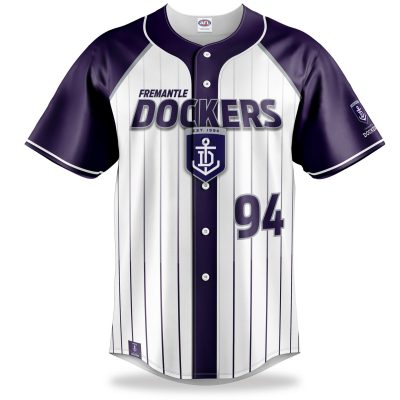 AFL Fremantle Dockers White Purple Baseball Jersey