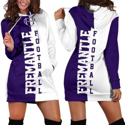 AFL Fremantle Dockers White Purple Women Hoodie Dress