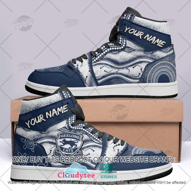 AFL Geelong Cats Custom Name Indigenous Air Jordan 1 High Sneakers