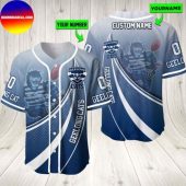 AFL Geelong Cats Custom Name Number Navy Blue Baseball Jersey