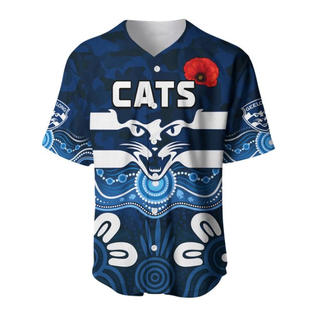 AFL Geelong Cats Indigenous Navy Blue Baseball Jersey