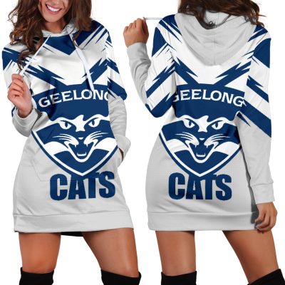 AFL Geelong Cats Navy Blue Grey Women Hoodie Dress