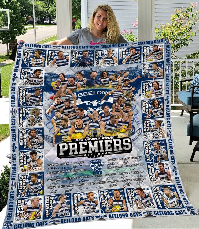 AFL Geelong Cats Premiers 2022 Quilt Blanket