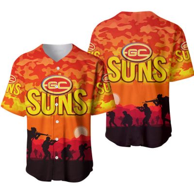 AFL Gold Coast Suns ANZAC Day Red Baseball Jersey
