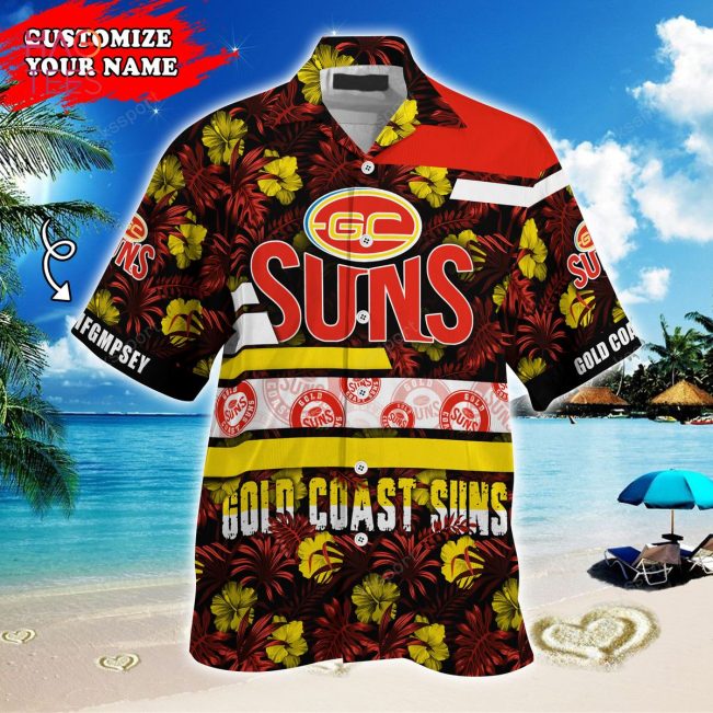 AFL Gold Coast Suns Custom Name Hawaiian Shirt