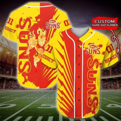 AFL Gold Coast Suns Custom Name Number Mascot Baseball Jersey