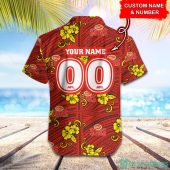 Afl Gold Coast Suns Custom Name Number Red Flowers Hawaiian Shirt 3454.jpg - demo10
