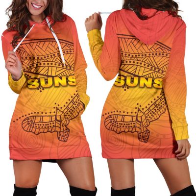 AFL Gold Coast Suns Indigenous Orange Women Hoodie Dress