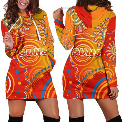 AFL Gold Coast Suns Indigenous Orange Women Hoodie Dress V2