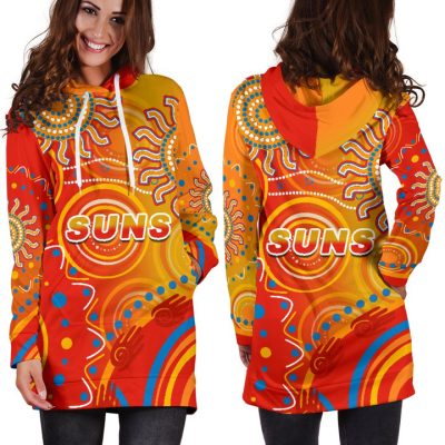 AFL Gold Coast Suns Indigenous Orange Women Hoodie Dress V2
