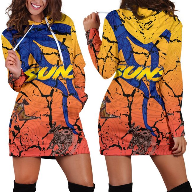 AFL Gold Coast Suns Indigenous Orange Women Hoodie Dress V3