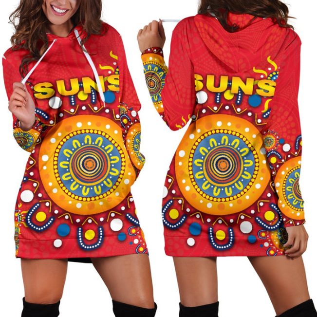 AFL Gold Coast Suns Indigenous Red Women Hoodie Dress