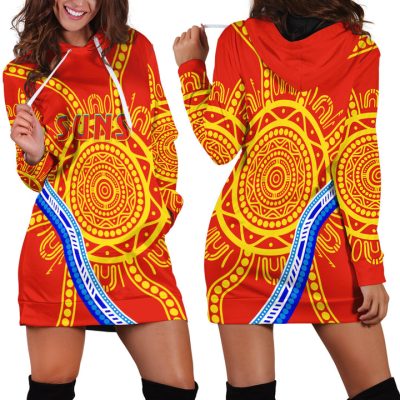 AFL Gold Coast Suns Indigenous Red Women Hoodie Dress V3