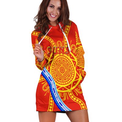 AFL Gold Coast Suns Indigenous Red Women Hoodie Dress V3