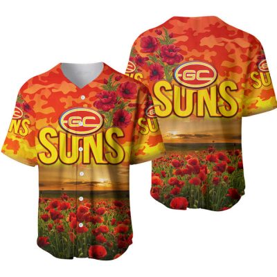 AFL Gold Coast Suns Poppy Flowers Baseball Jersey